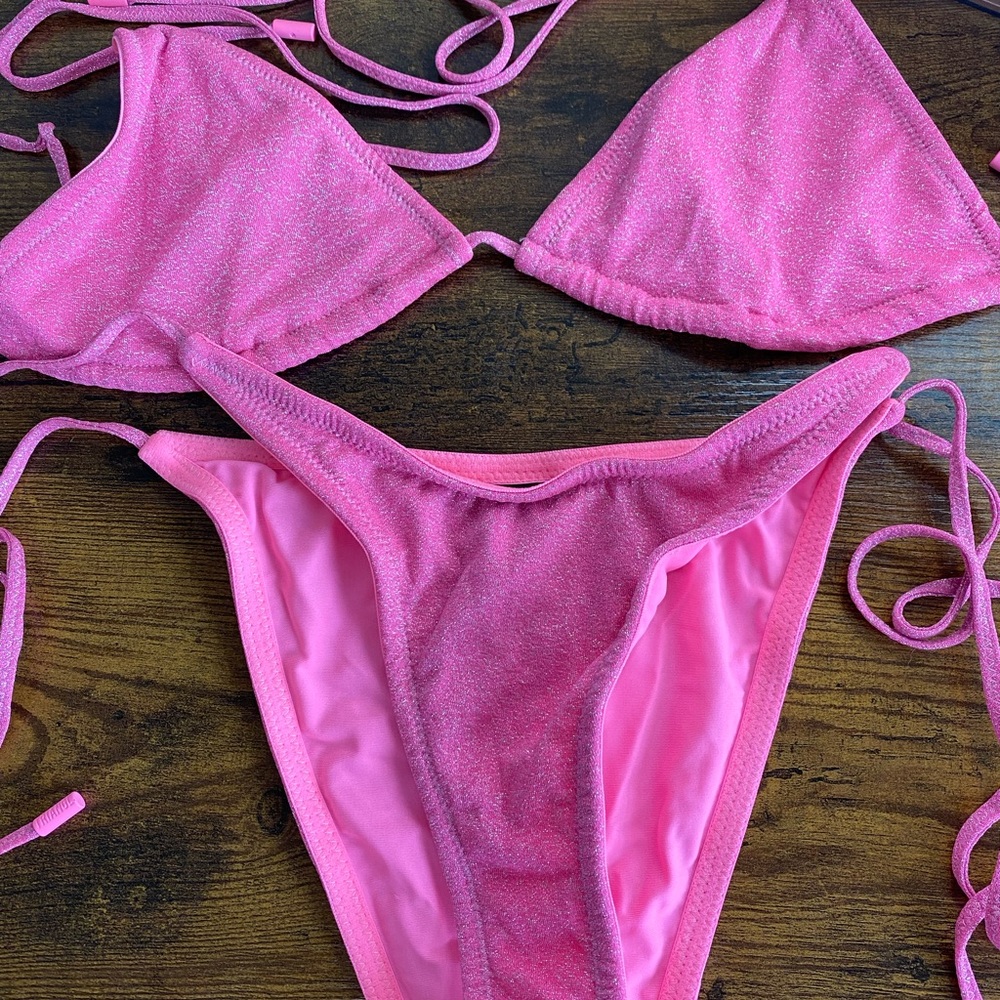 Pink Glitter Triangl bikini